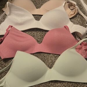 Victoria's Secret White, Pink, and Cream Bra Trio